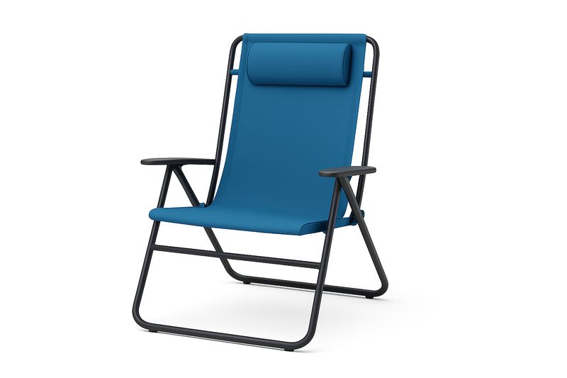 Klappbarer Stuhl aus Metallrahmen mit Polyester in Blau