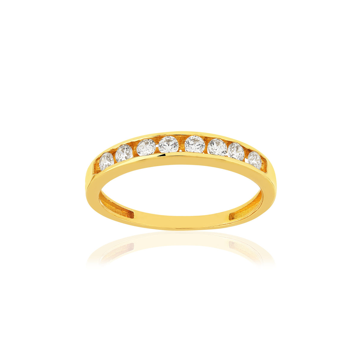 Bague demi tour or 375 jaune zirconia blanc