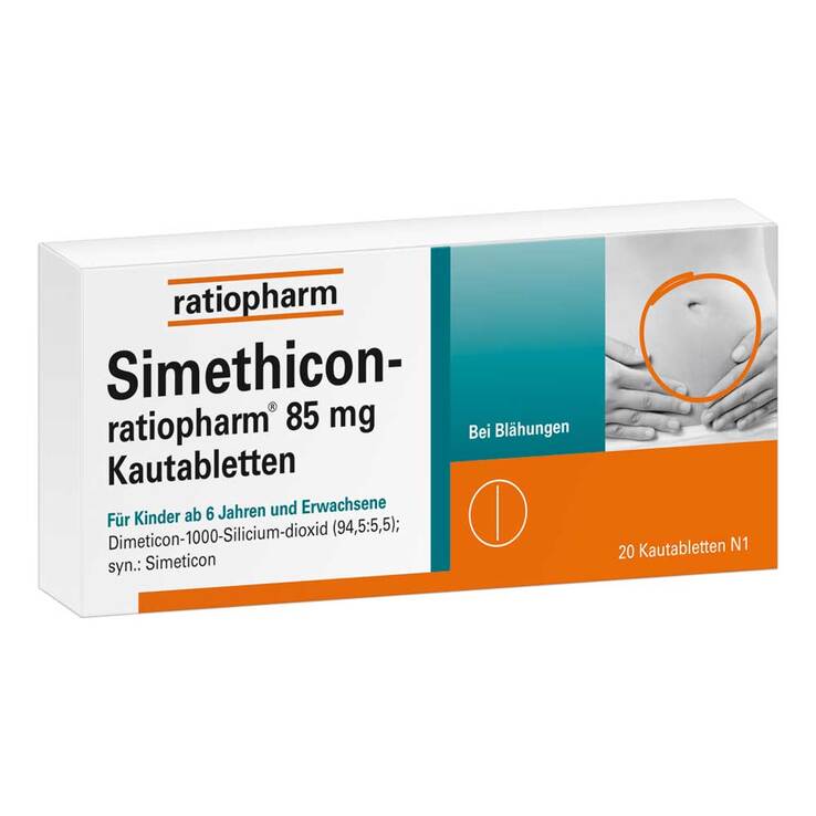 Simethicon ratiopharm 85 mg Kautabletten, 20 St