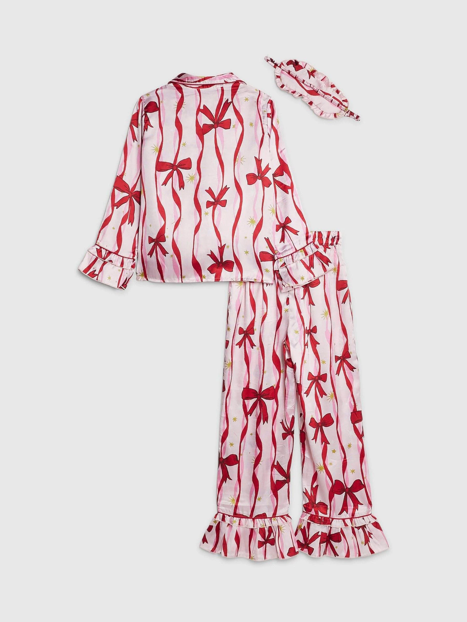 River Island Matching Family Bow Print Satin Pyjama Set
