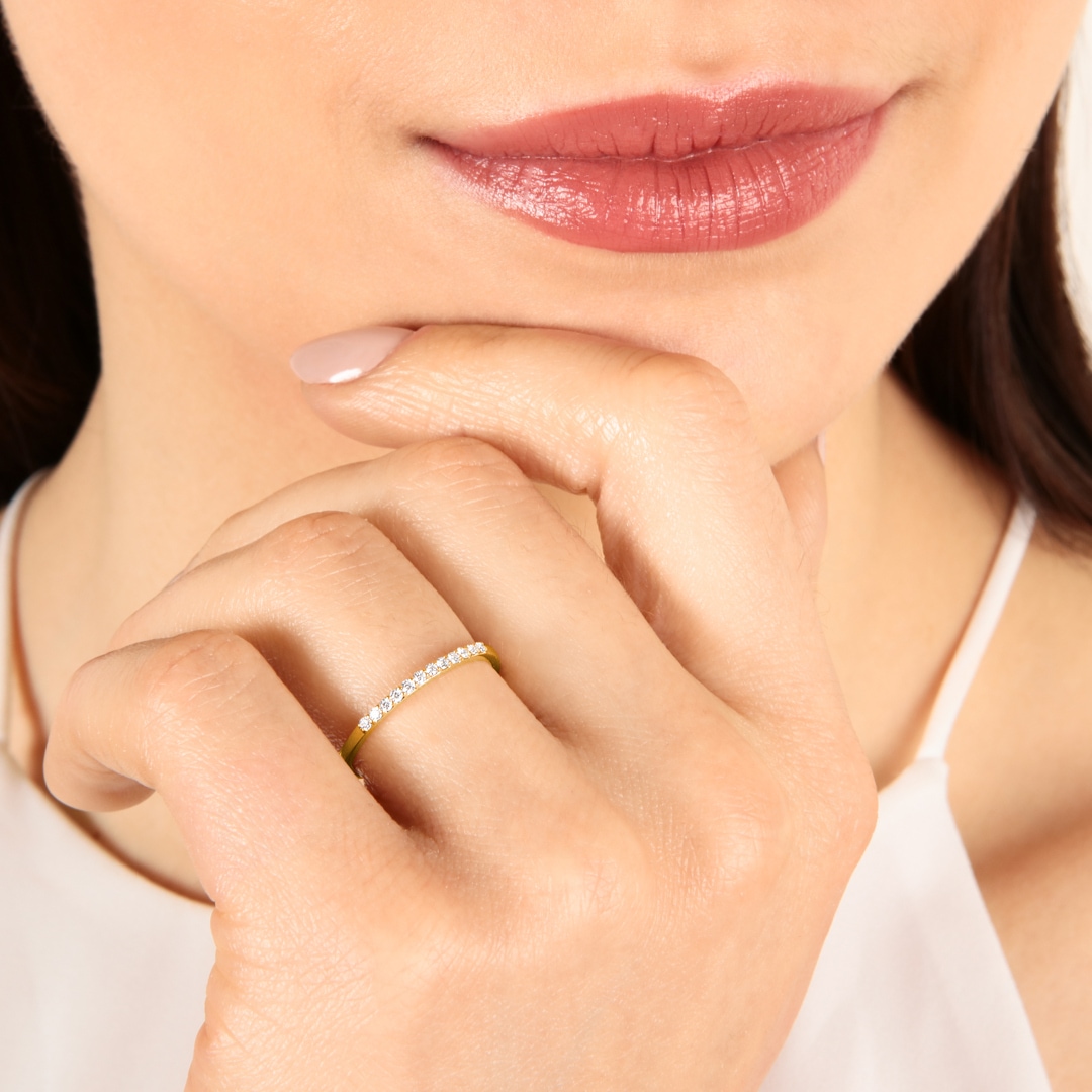Mémoire-Ring 750/18 K Gelbgold mit Diamanten 0.10 ct H/si