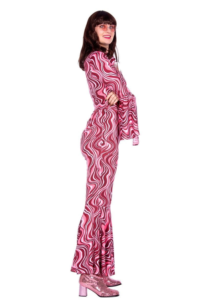 Disco 70S Jumpsuit Roze Dames