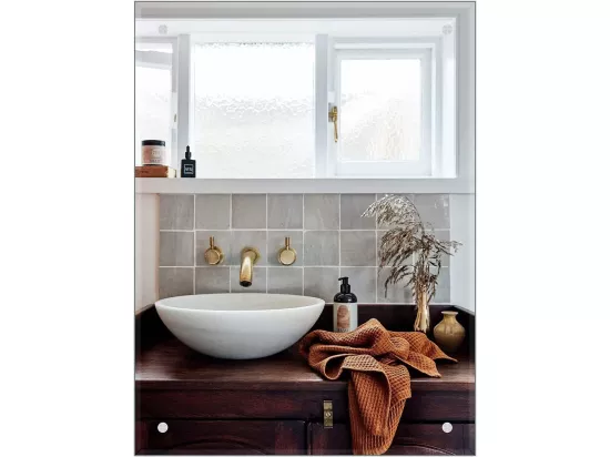 Miroir de Salle de Bain 60x45cm, Miroir Mural Rectangulaire avec Bord Poli, Miroir Maquillage