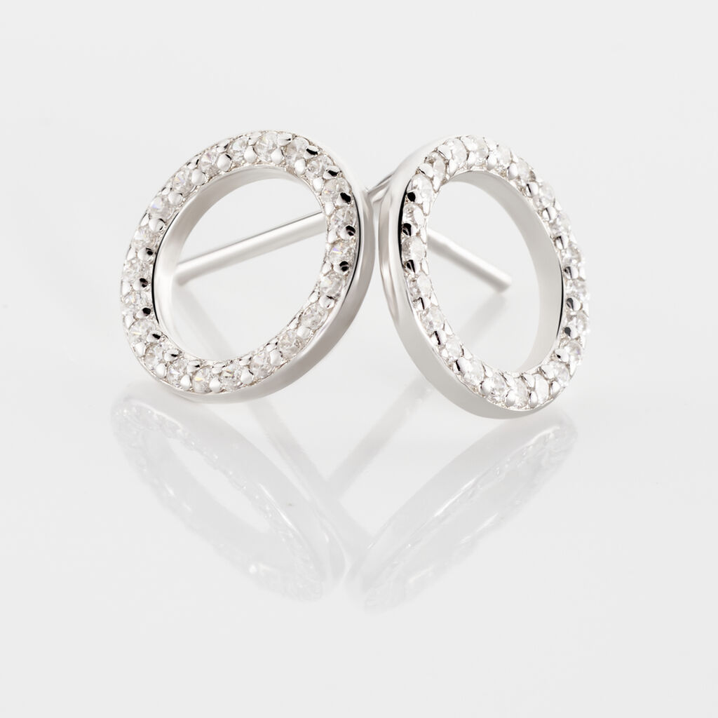 Boucles D'oreilles Puces Grâces Argent Blanc Oxyde De Zirconium