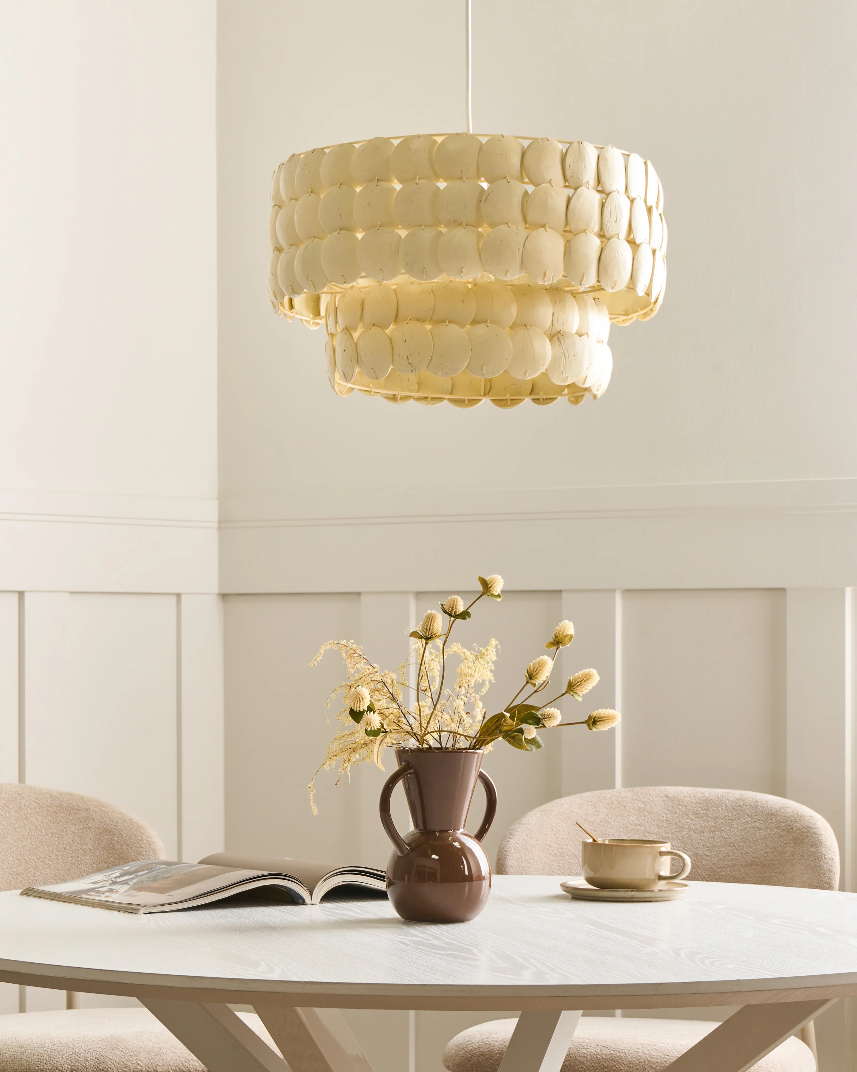 Kroonluchter KOTMALE Kokosnootschaal Lichtbeige