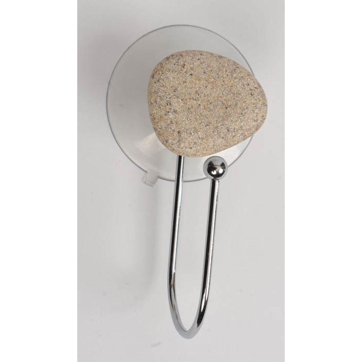CROCHET METAL SUR VENTOUSE 1 DECO  GALET GRIS