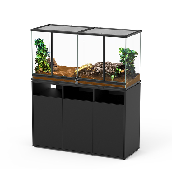 Terrarium et Meuble avec portes Noir L.118xP.45xH.60cm