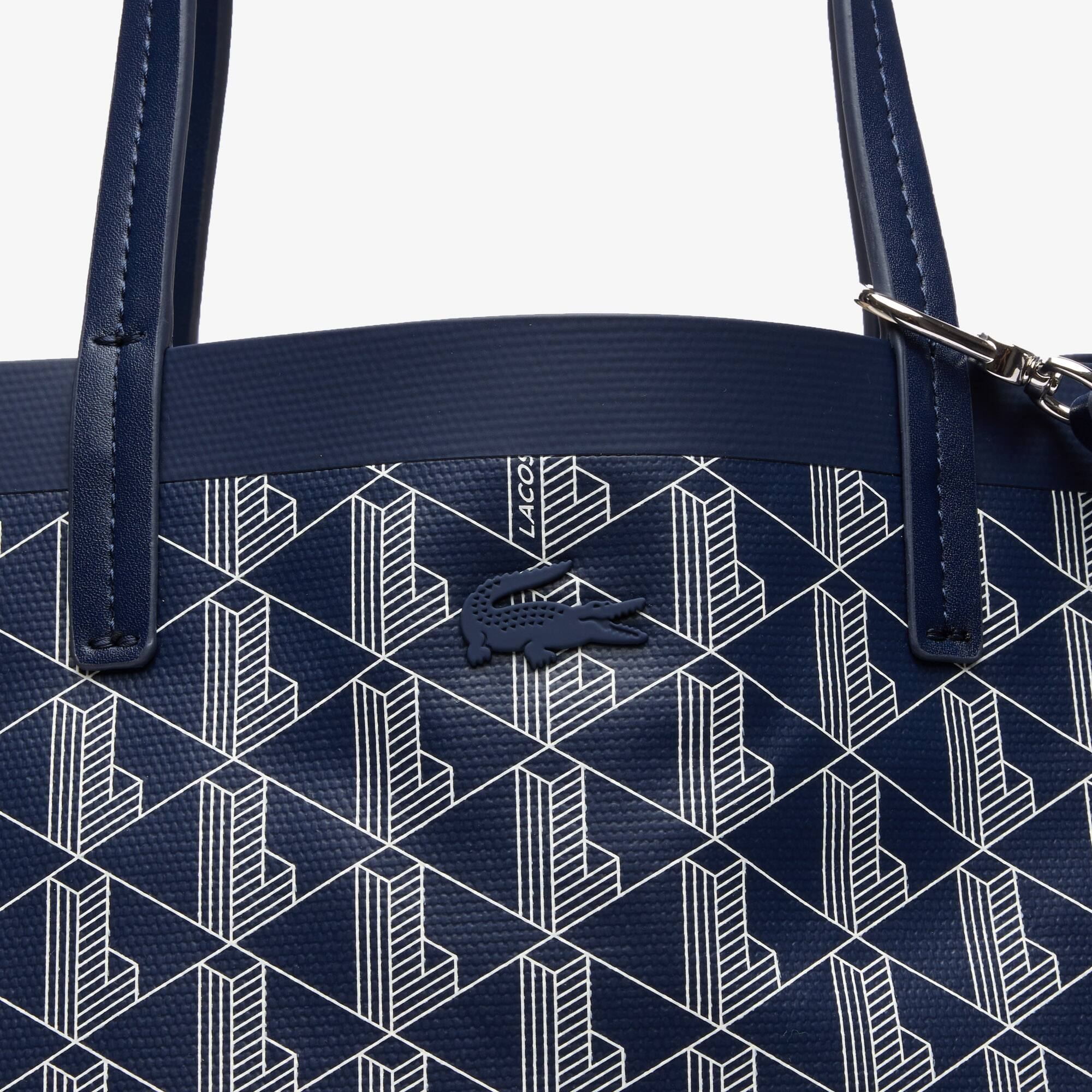 Grand sac cabas Zely monogramme en toile enduite Sacs à main & Cabas - Bleu - Lacoste - Femme
