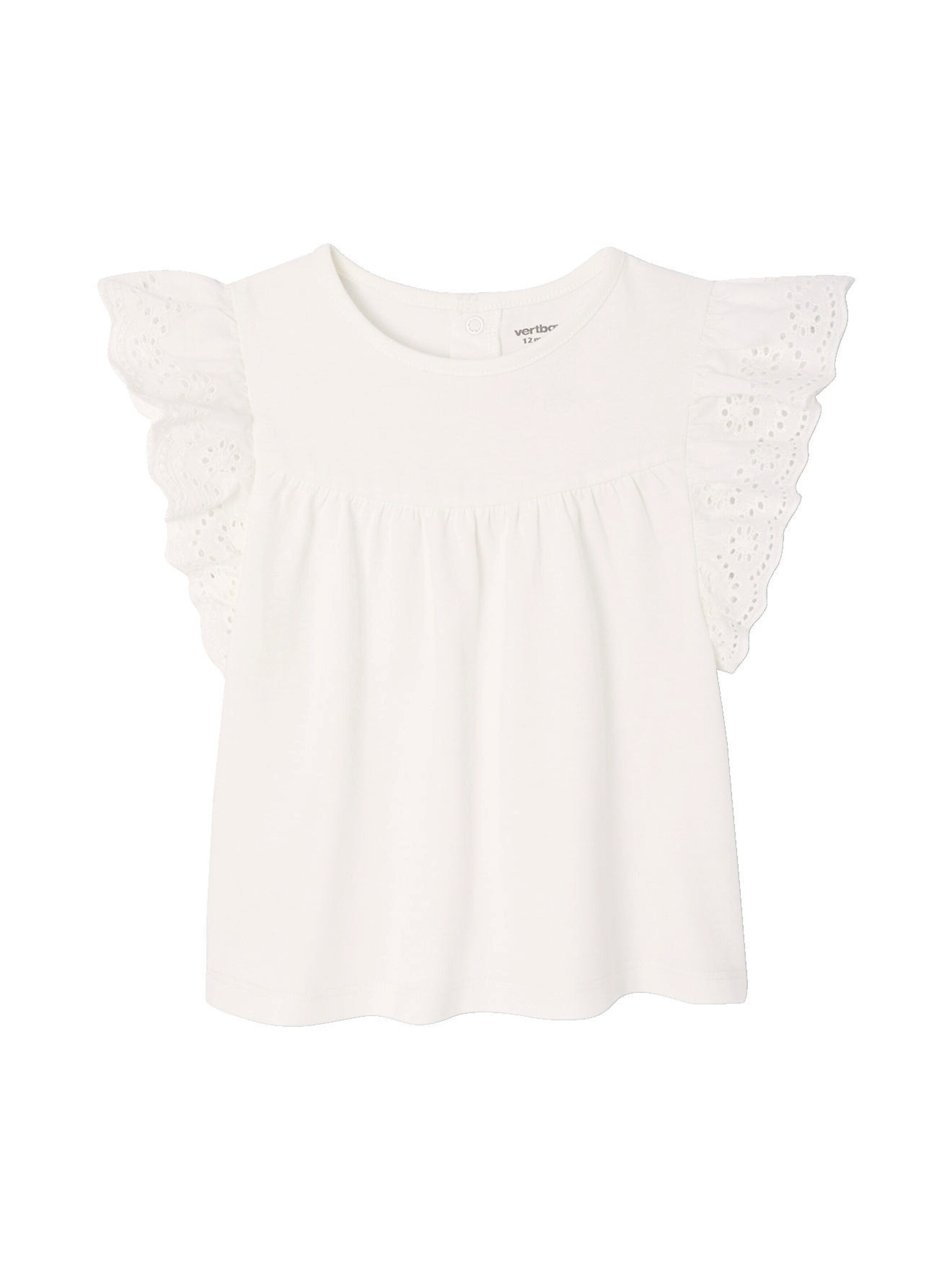 Vertbaudet Baby T-Shirt mit Lochstickereien an den Ärmeln wollweiß