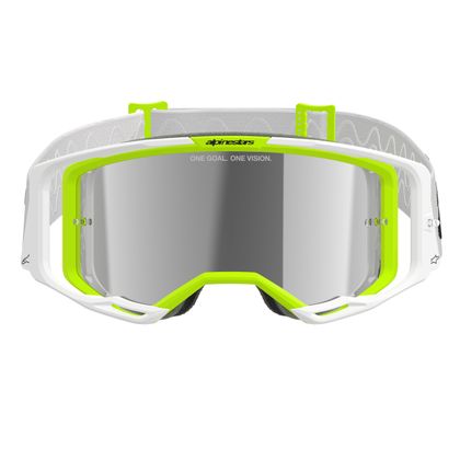 Masque cross Alpinestars VISION 8 WORDMARK IRIDIUM 2025 - Blanc / Jaune