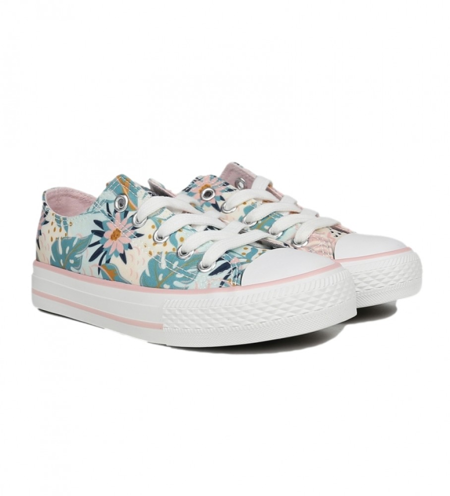 Tênis infantil Chika10 City, tamanho 22, estampa floral.