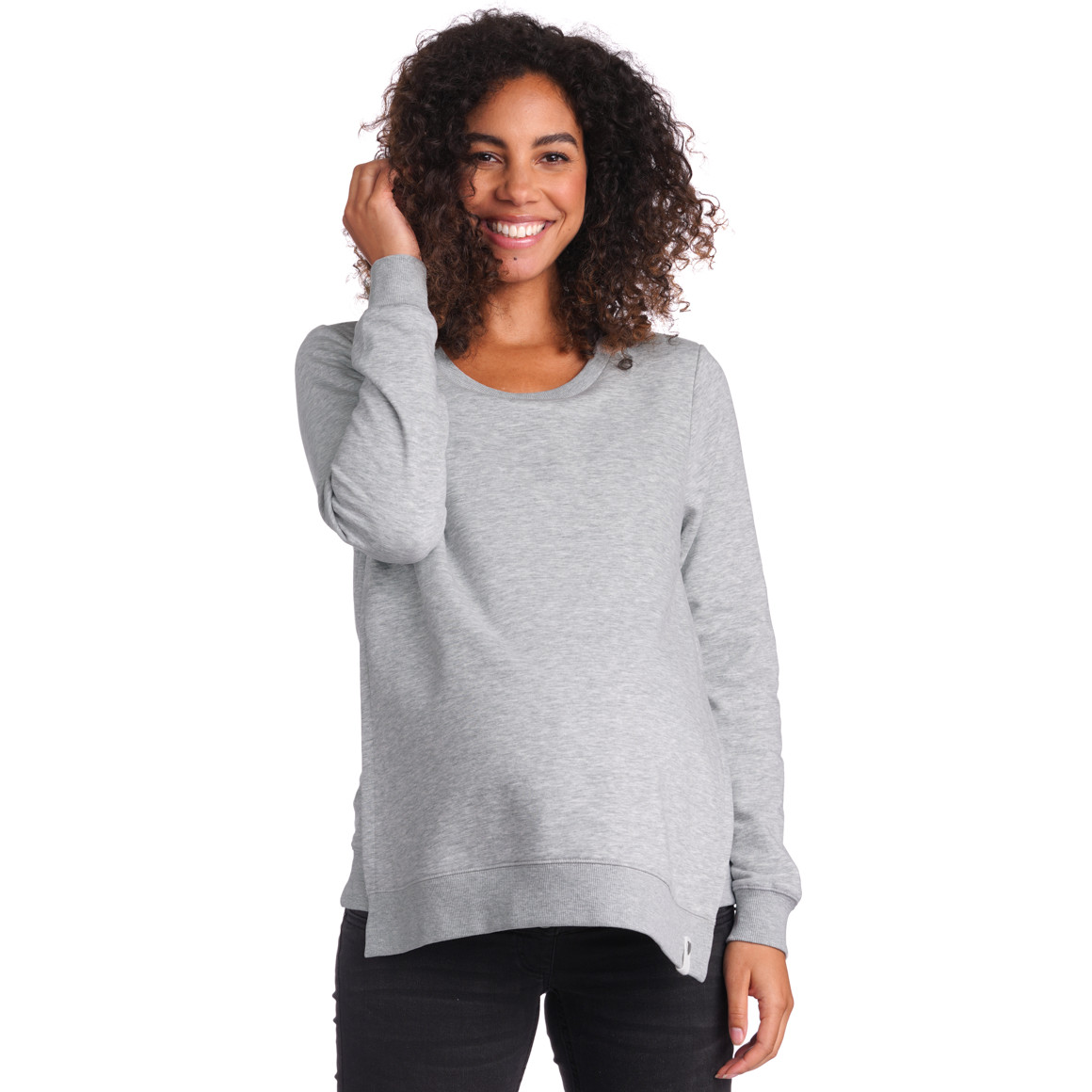 Gina Mama Damen Umstands-Sweatshirt mit Stillfunktion hellgrau
