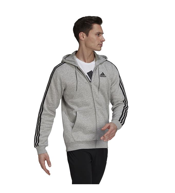 adidas Men Essentials Fleece 3-Stripes Full-Zip Hoodie