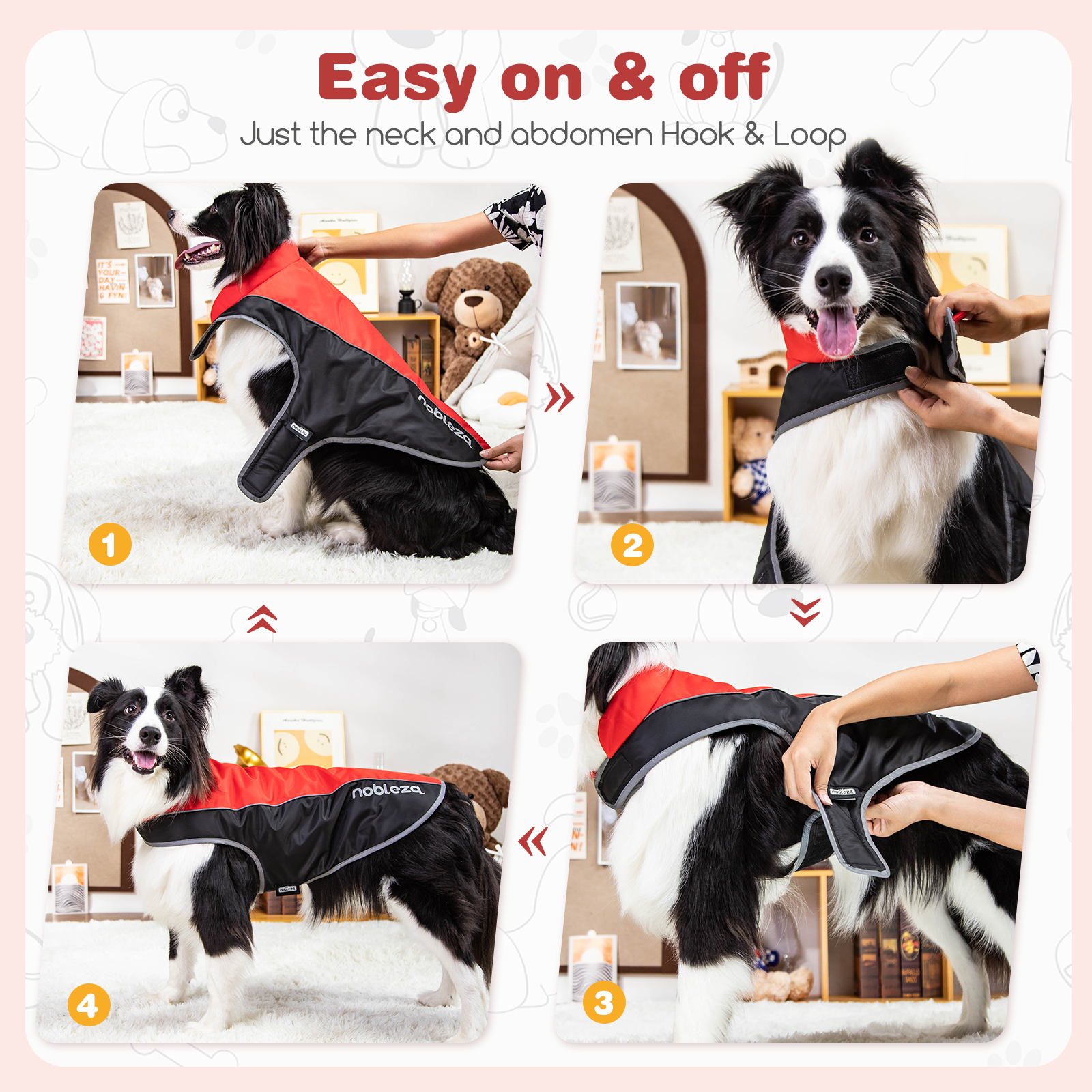 Casaco de inverno impermeável vermelho Nobleza para cães
