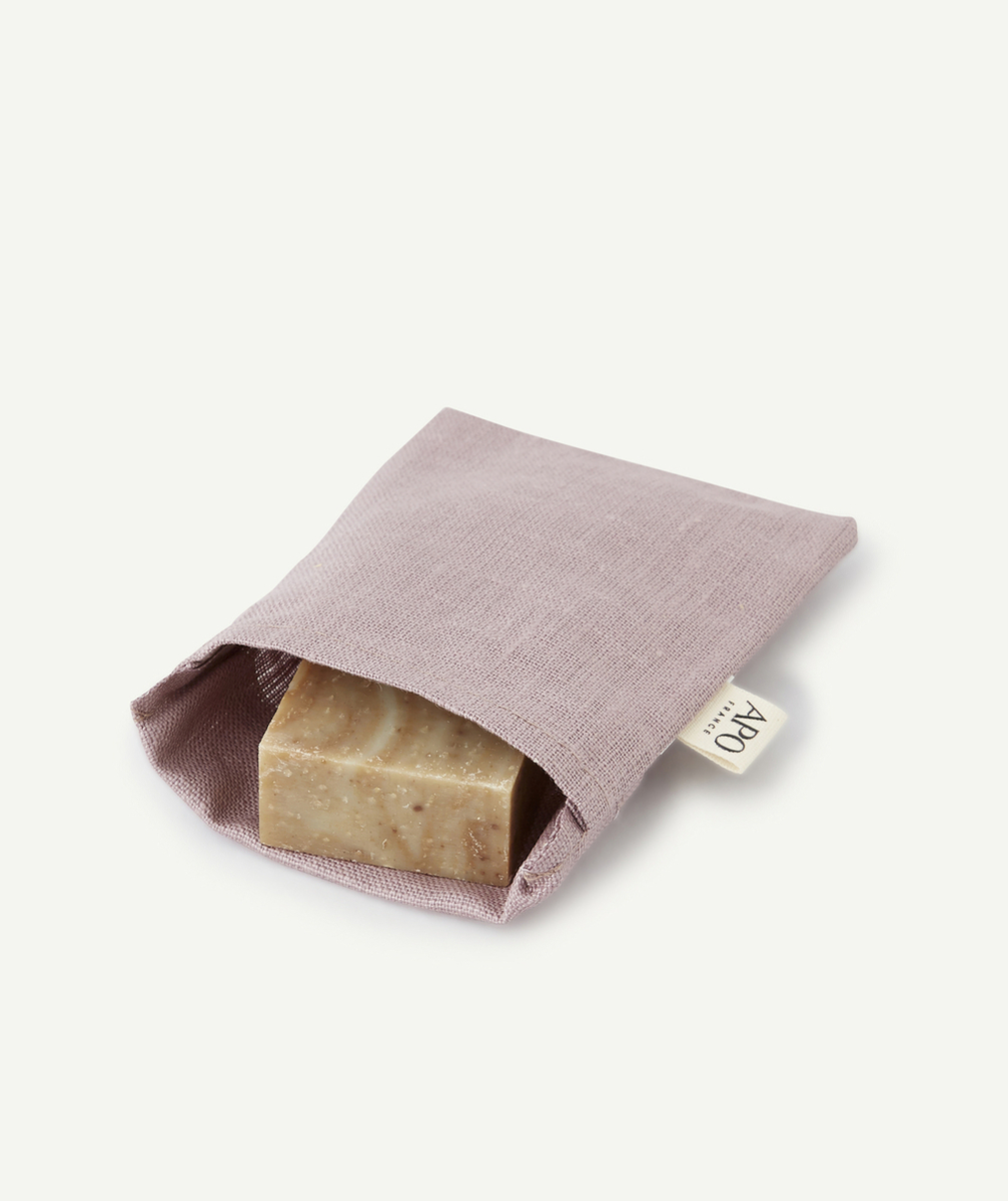 APOLA POCHETTE POUR SAVON LILA EN LIN ENDUIT