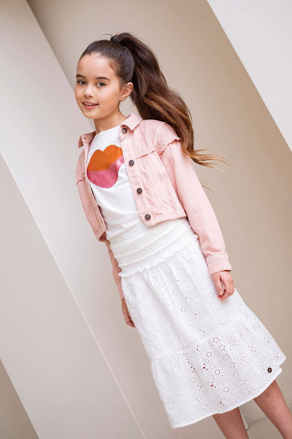 Like Flo T-shirt met printopdruk wit