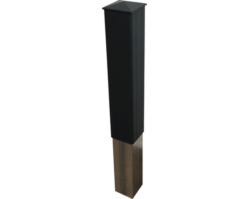 Poortpaal voor 180 cm hoogte inclusief paalkap voor inbetonnering, 10 x 10 x 250 cm, antraciet