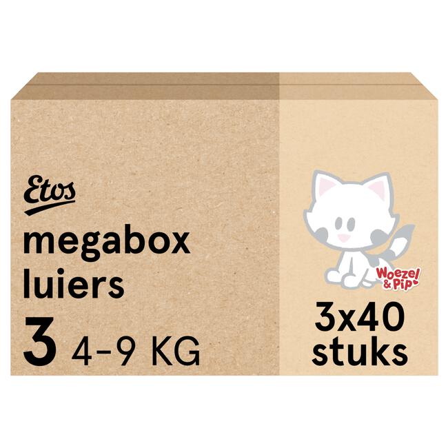 Etos Woezel & Pip Luiers Midi Megabox Maat 3 4-9 kg 120 stuks