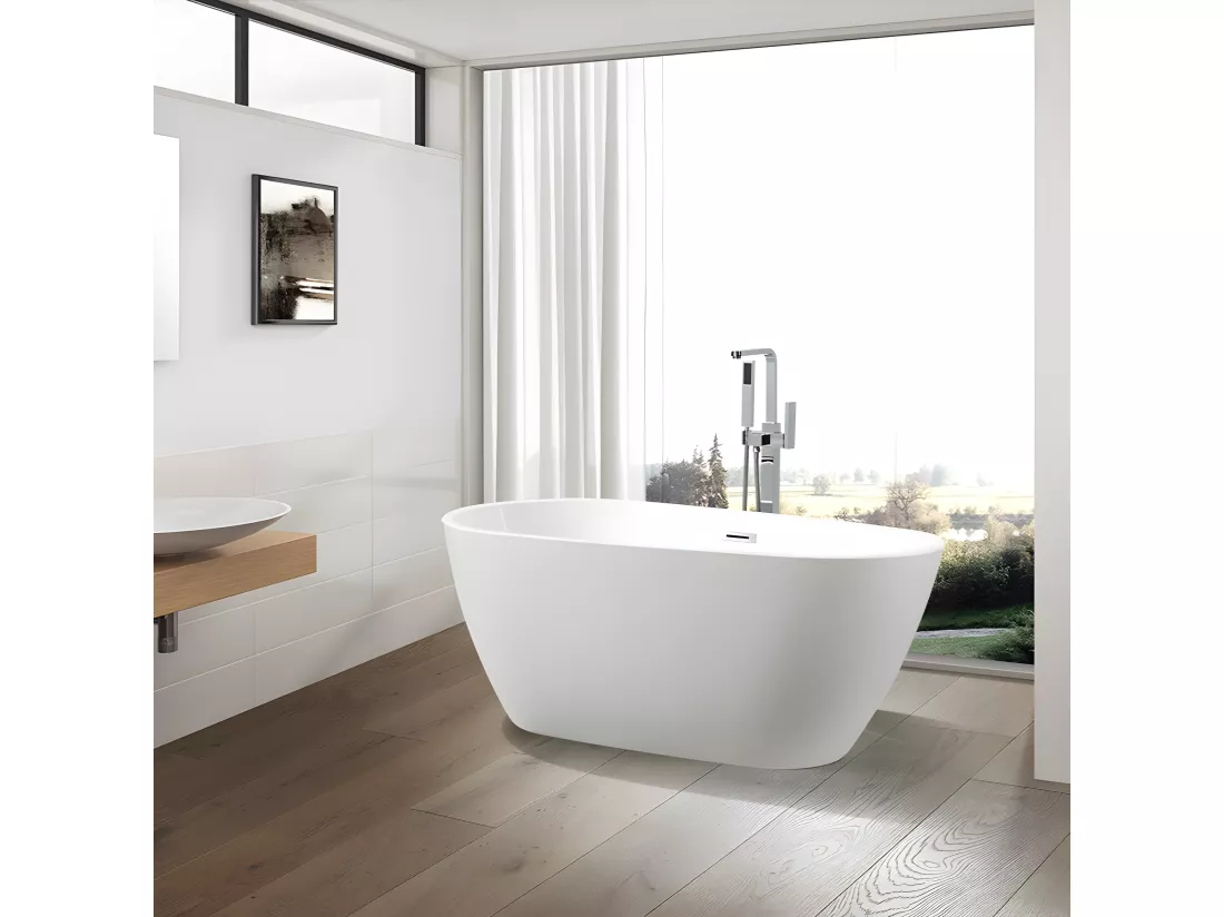 Baignoire îlot design ovale PHOENIX blanche 150 cm
