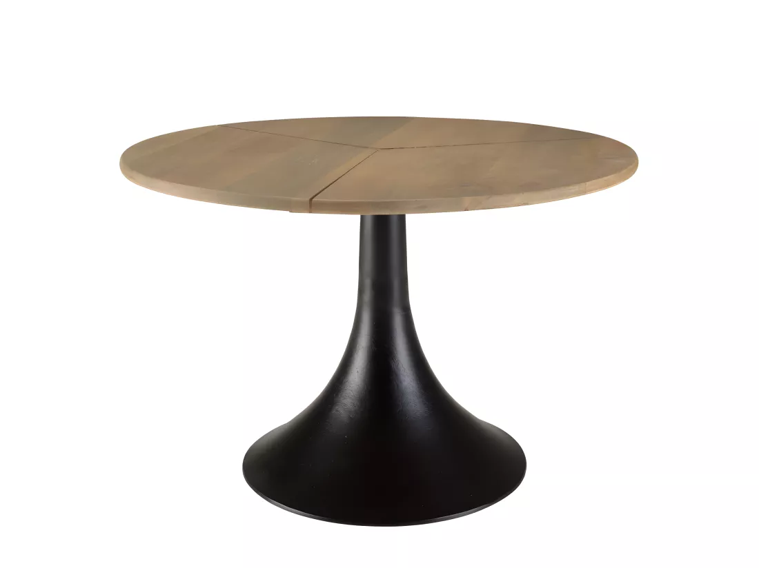 JAMES - Table d'appoint 65x65cm plateau en manguier pied évasé noir mat