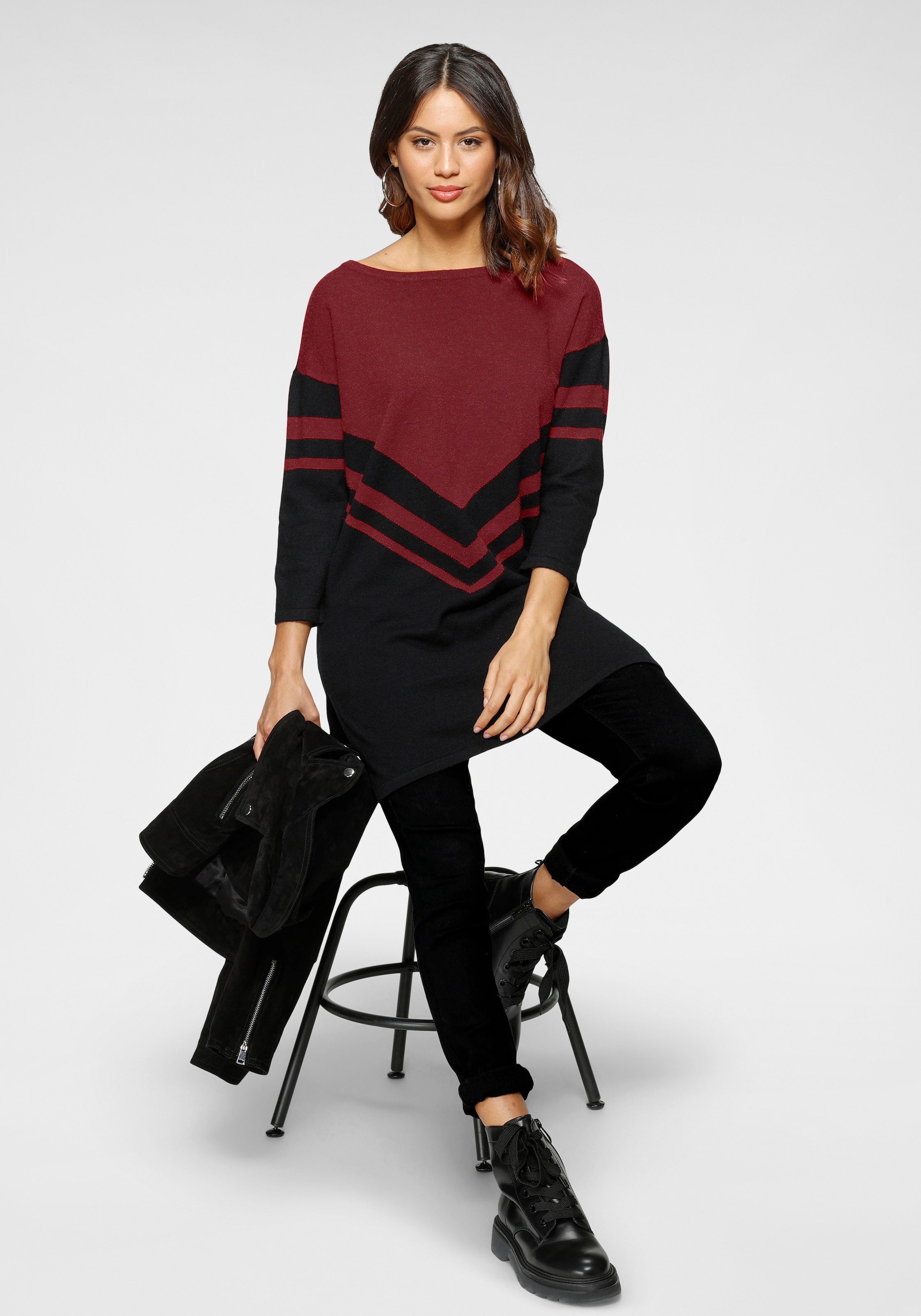 Laura Scott Longpullover , mit besonderem Strickmuster