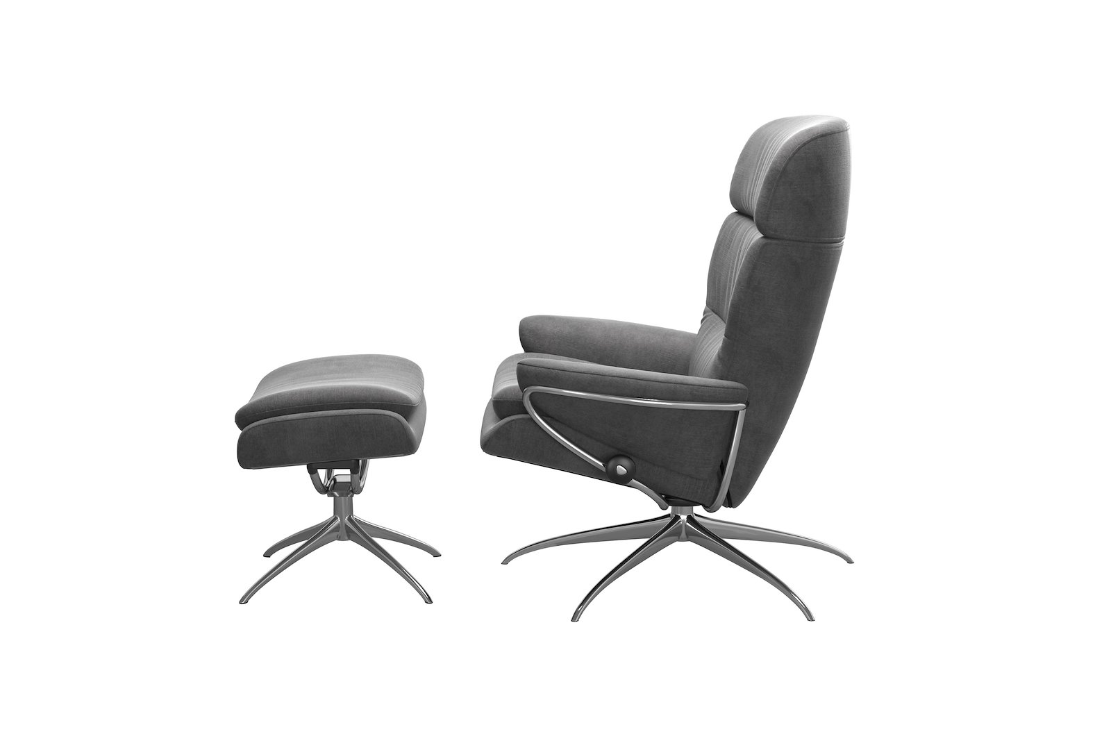 Rome lenestol m/krakk Tekstil Magnolia Light Grey - Star - Chrome