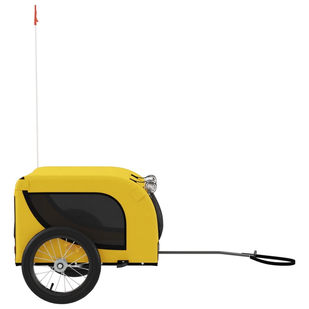vidaXL Reboque para Bicicleta para Cães em Tecido Oxford de Ferro Amarelo e Preto