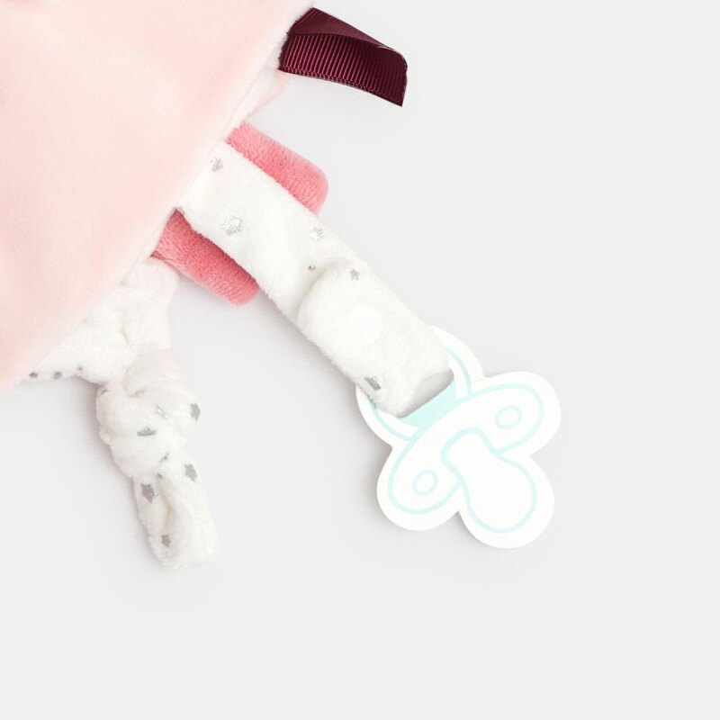 Doudou plat velours lapin rose naissance Rose