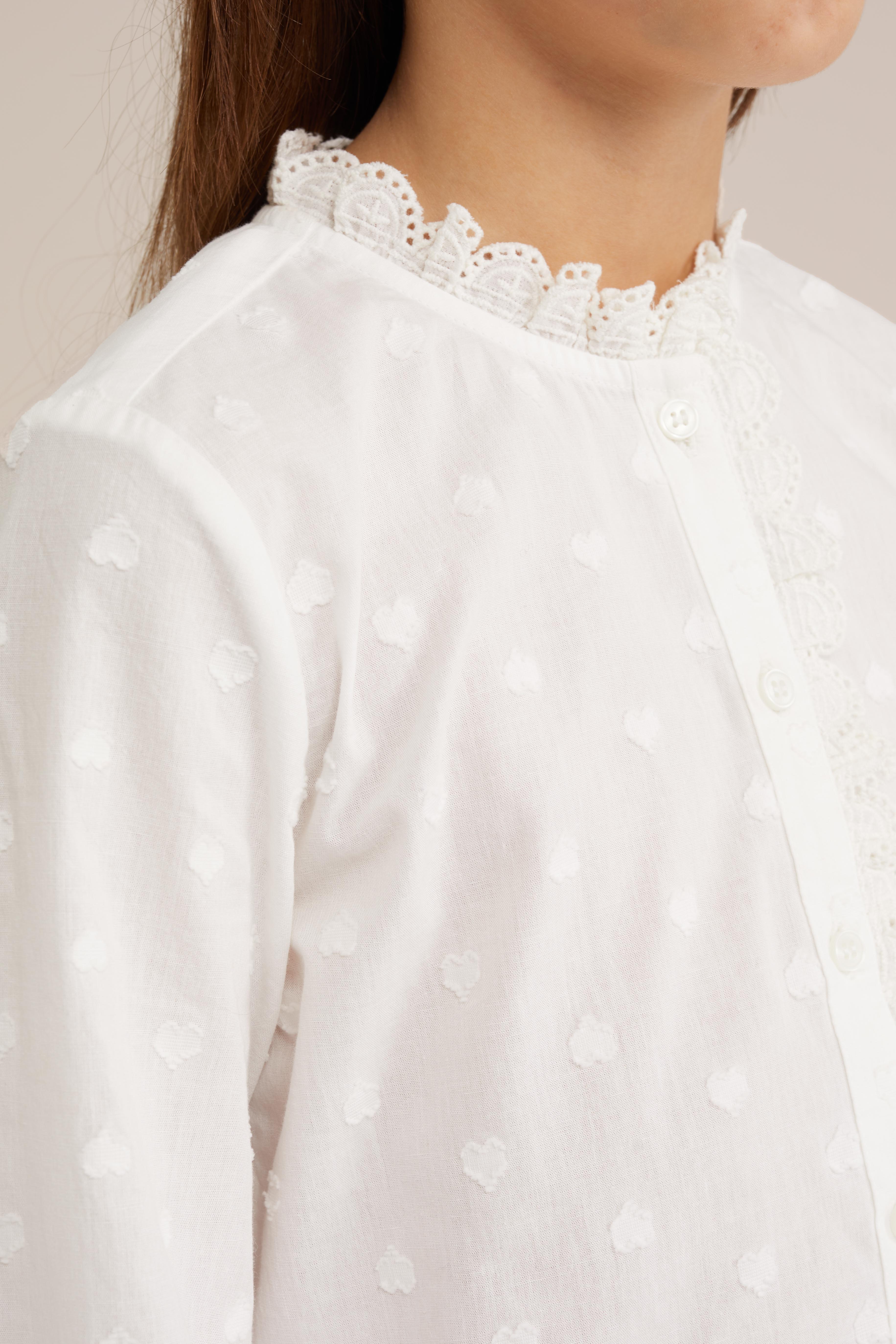 Meisjes blouse met structuur WE Fashion Wit