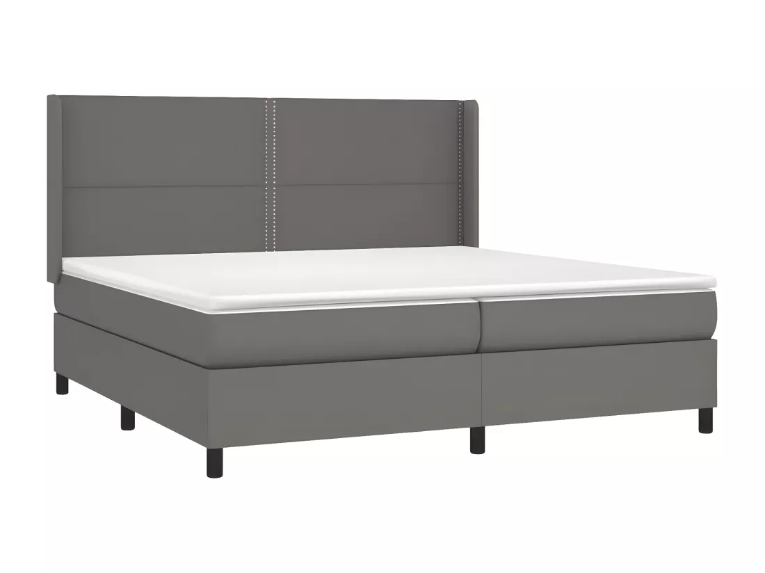 Sommier tapissier et matelas et LED Gris 200x200 cm Similicuir