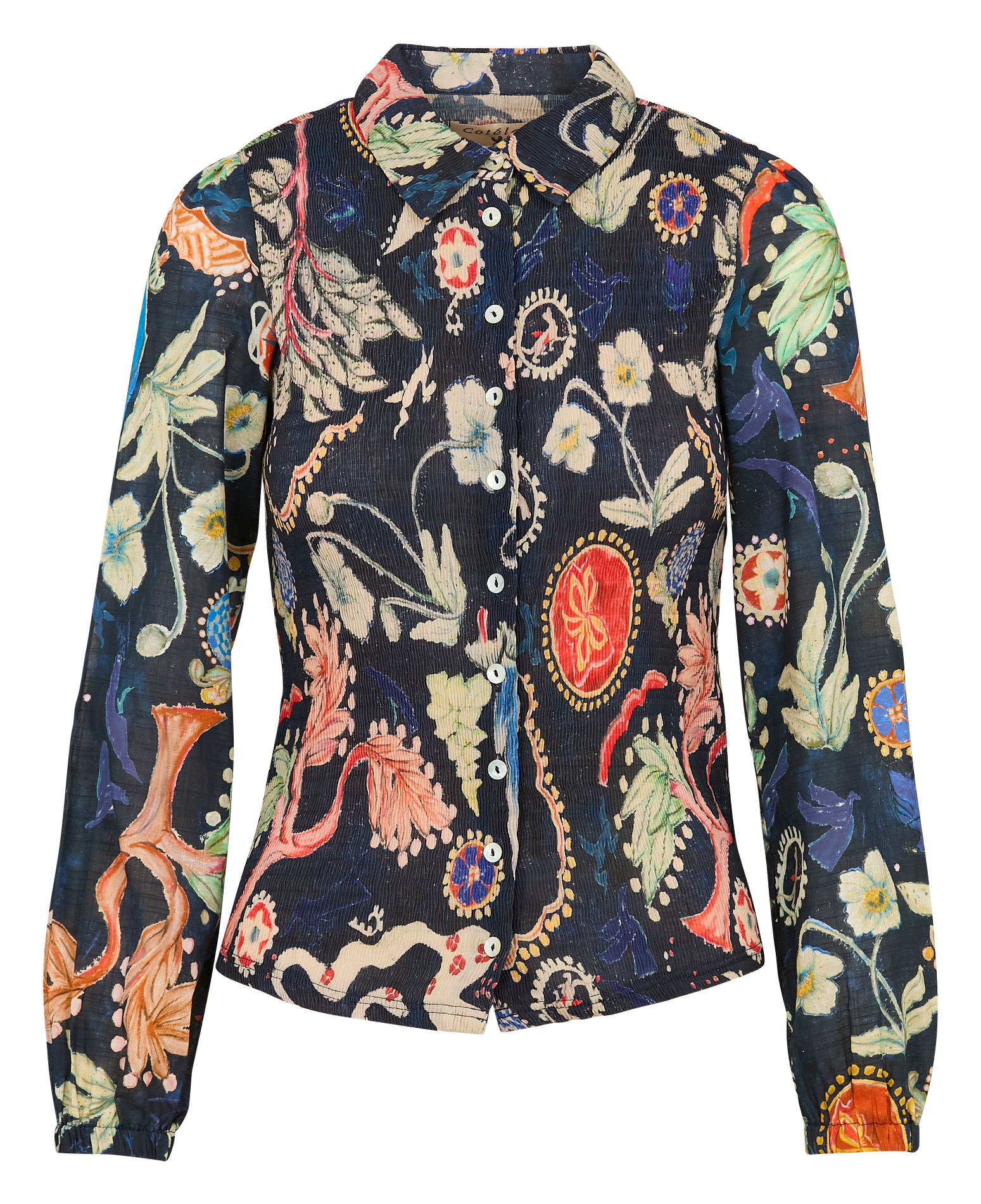 Chemise cintrée à motifs| Bleu