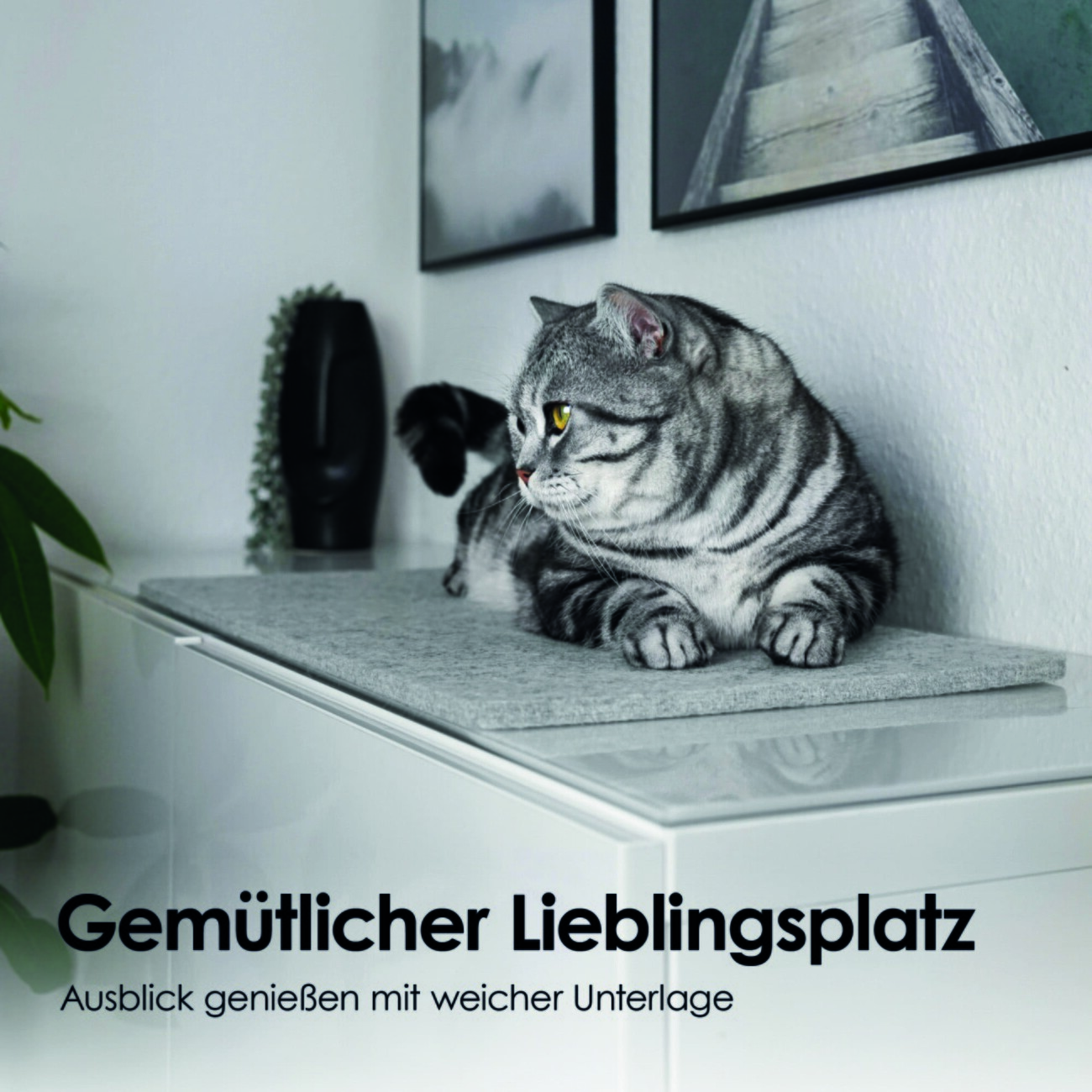 LucyBalu FELTY Katzen Fensterbrettauflage hellgrau
