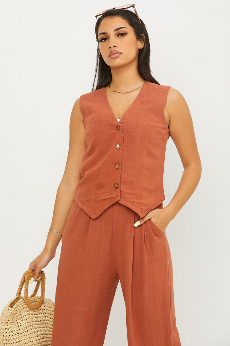 Blazer sans manches rouille