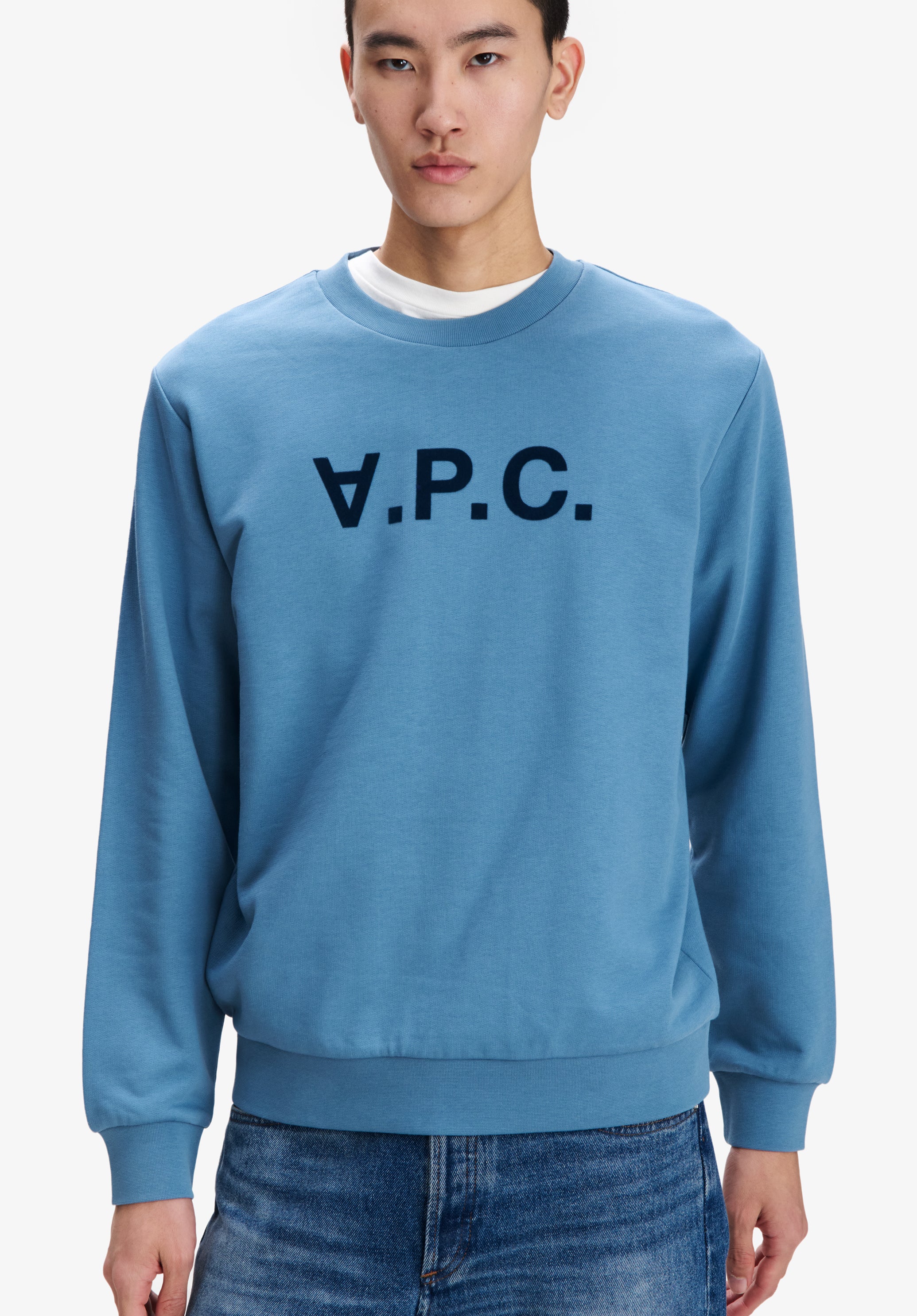 Sweat bleu à logo V.P.C.