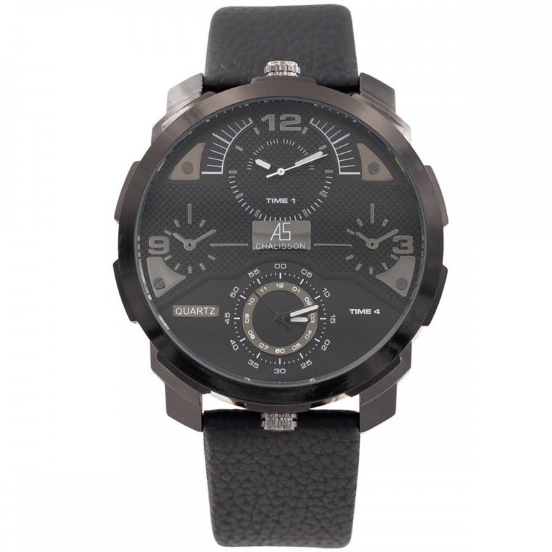 Coffret montre Homme CHTIME bracelet Cuir Noir