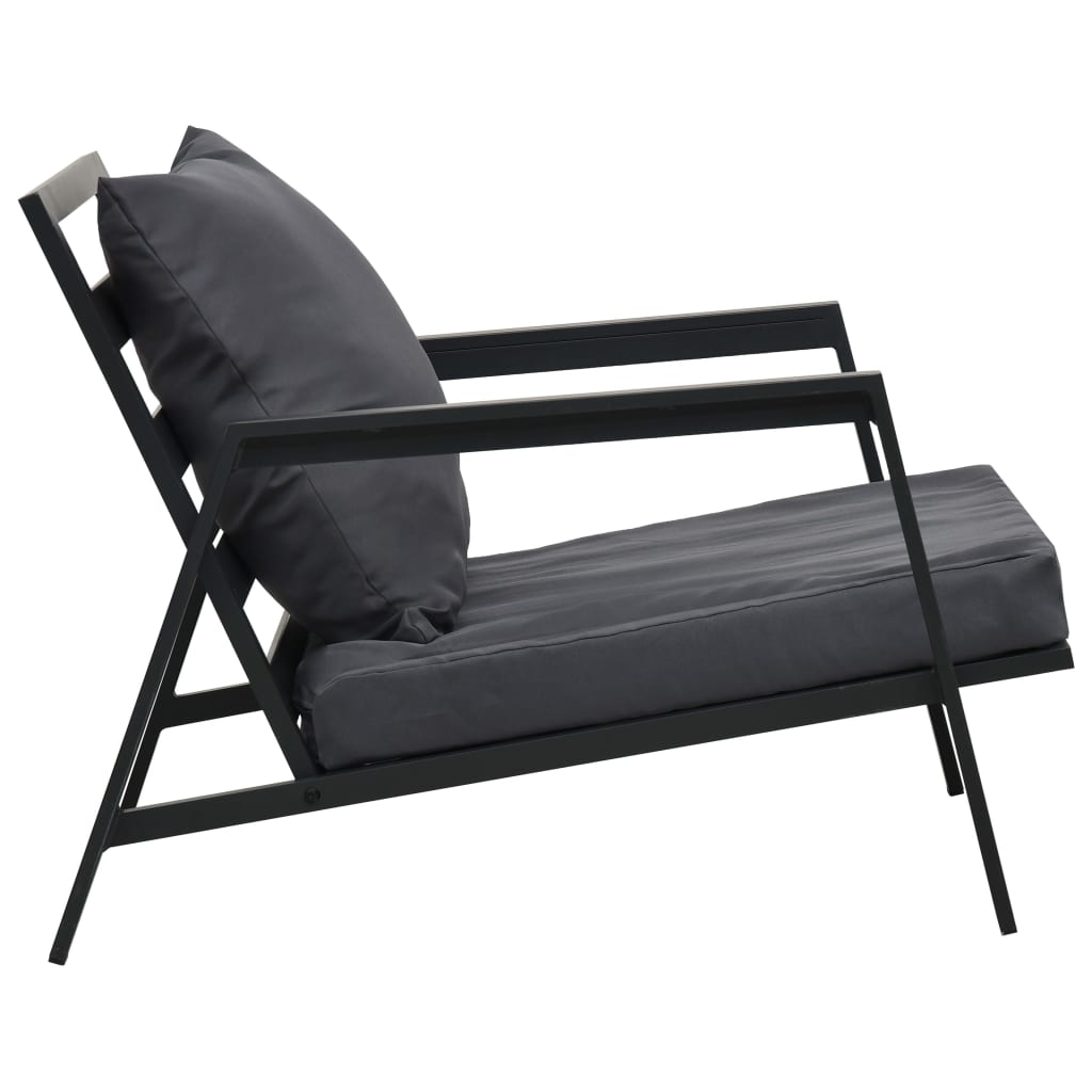 Salon de jardin meuble d'extérieur ensemble de mobilier 4 pièces avec coussins aluminium gris foncé