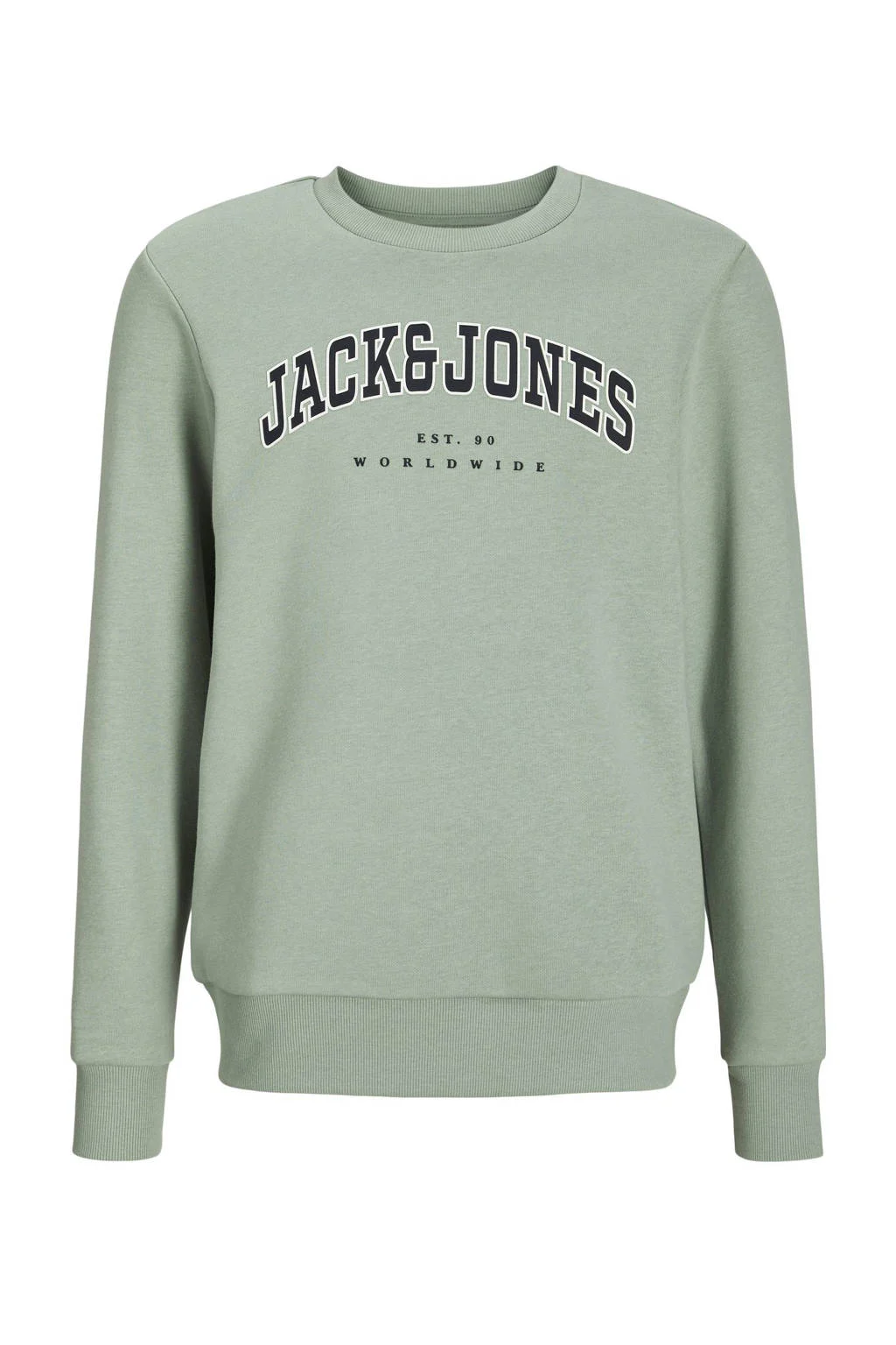JACK & JONES sweater JJECALEB met logo zachtgroen