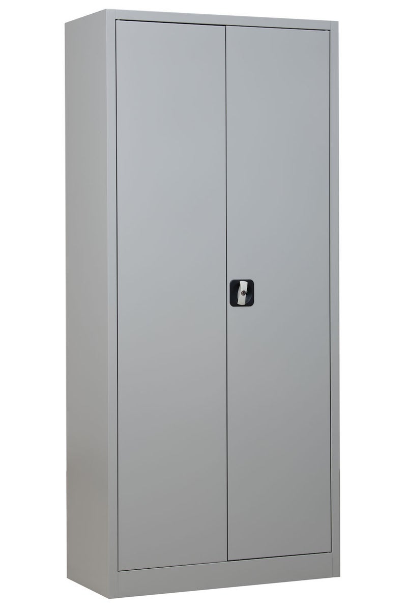 PROREGAL Badger draaideurkast met 4 legplanken, Eurolock greep, plint, HxBxD 180 x 80 x 38 cm, grijs gelakt