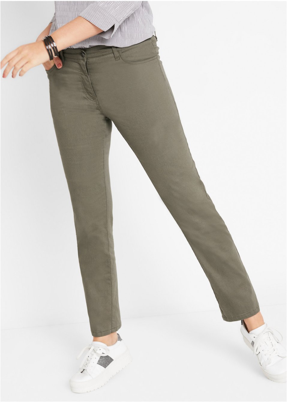 Pantalon super stretch, taille confortable, longueur cheville