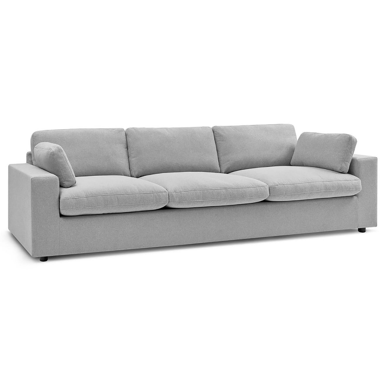 Bobochic Canapé droit fixe 4 places Belair gris clair - 280x93x80 cm