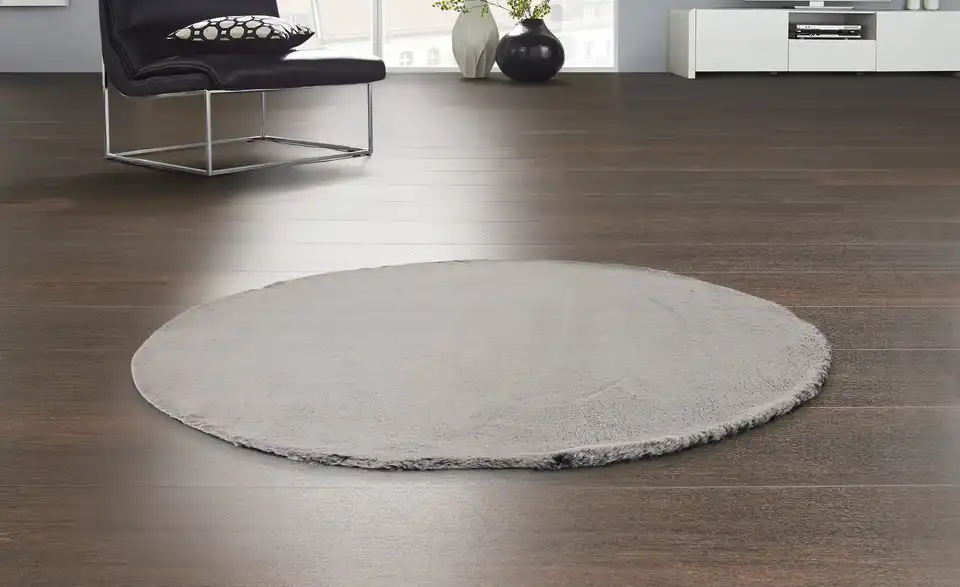 como Hochflorteppich Silbergrau Ø 160 cm