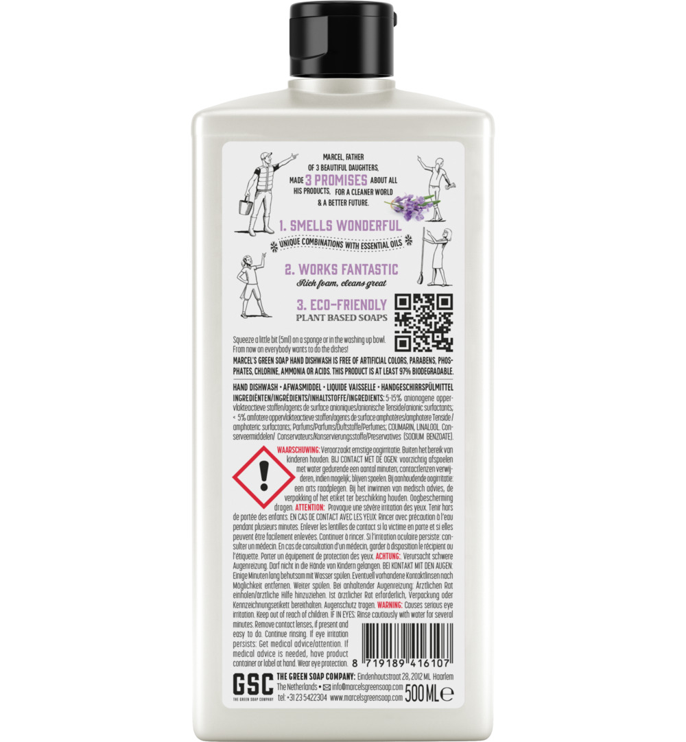 Marcel’s Green Soap Afwasmiddel lavendel & rozemarijn (500 ml)