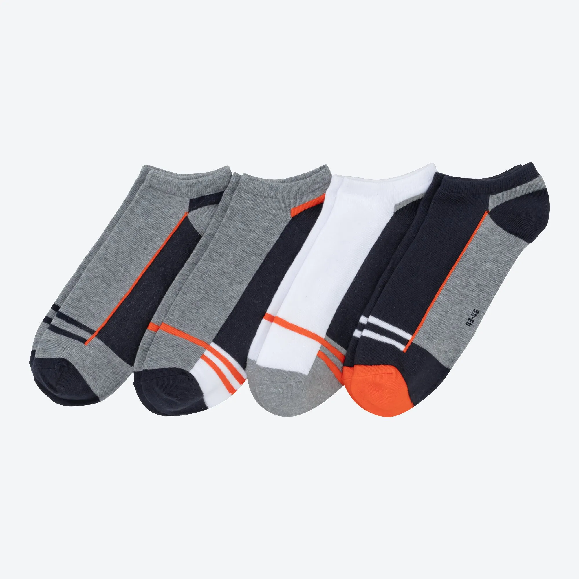 Herren-Sneaker-Socken mit Kontrast-Streifen, 4er-Pack