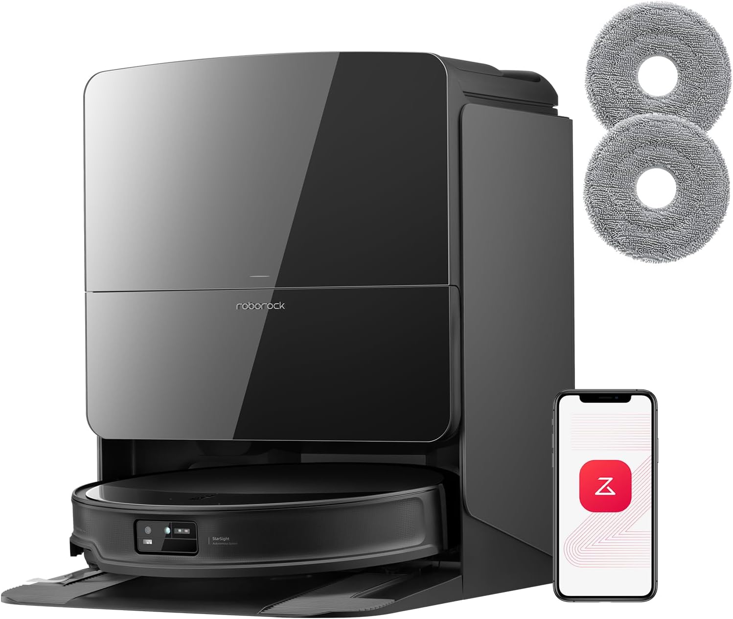 roborock Saros 10R Set Saugroboter mit Wischfunktion&angebbarem Wischmopp, 22.000 Pa HyperForce Saugkraft, 7,98cm Ultra-Slim Design, StarSight System 2.0, Zero-Tangle System (Mit 2 Wischmopps)