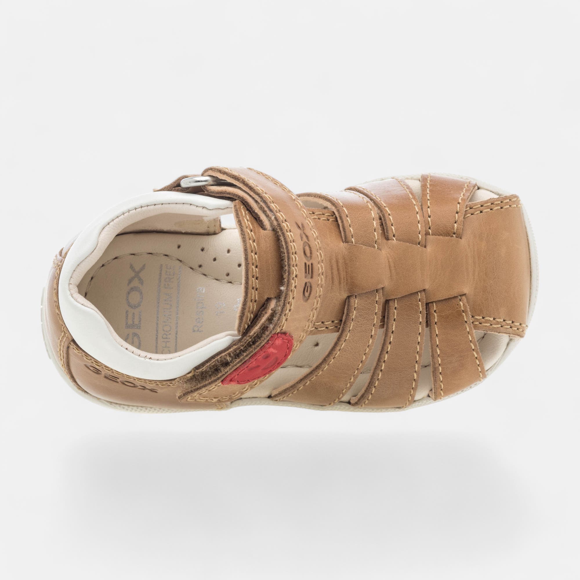 Nu-pieds Bébé garçon en cuir cognac