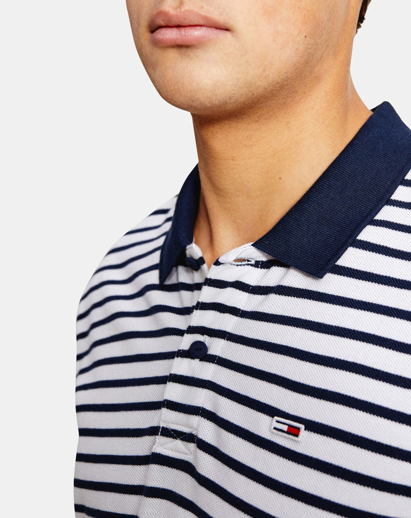 Tommy Jeans Polo Classic Easy rayé bleu/blanc