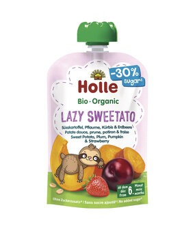 HOLLE Lazy Sweetato Pouchy Süsskartoffel Pflaume Kürbis Erdbeere und Hafer Btl 100 g