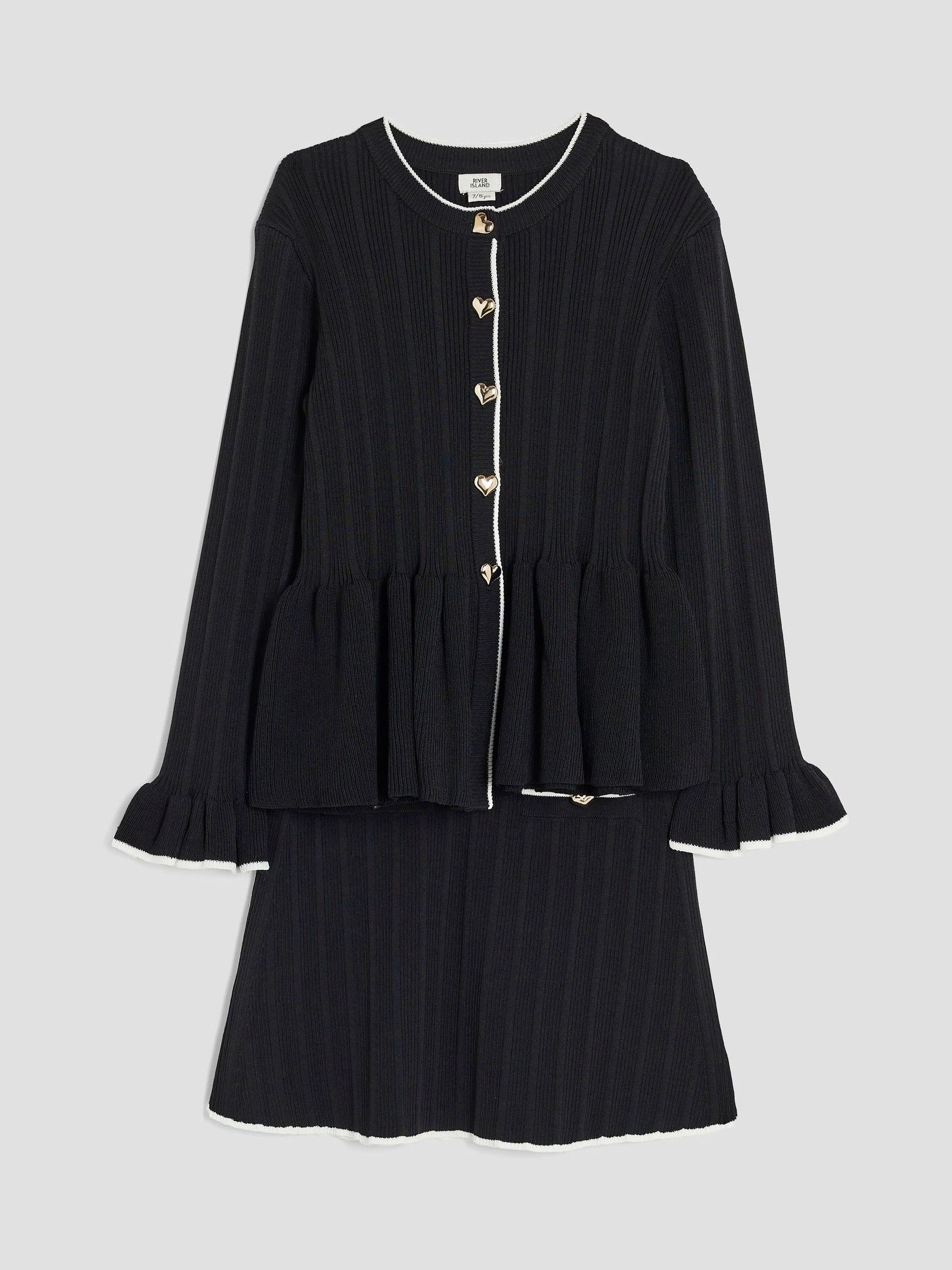 River Island Tipped Peplum Cardigan Set