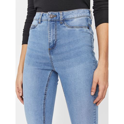 Noisy May Callie Højtaljede Skinny Jeans, Light Blue Denim, W31/L32