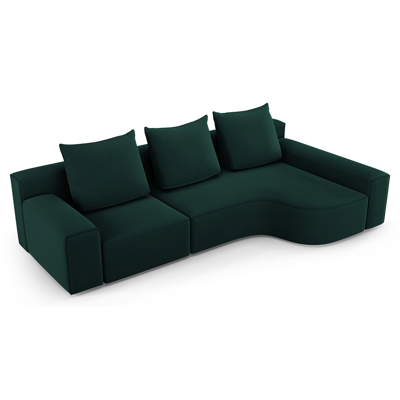 Mazzini Sofas Canapé d'angle Droit Velours Ivy 4 Places vert foncé - 280x137x89 cm